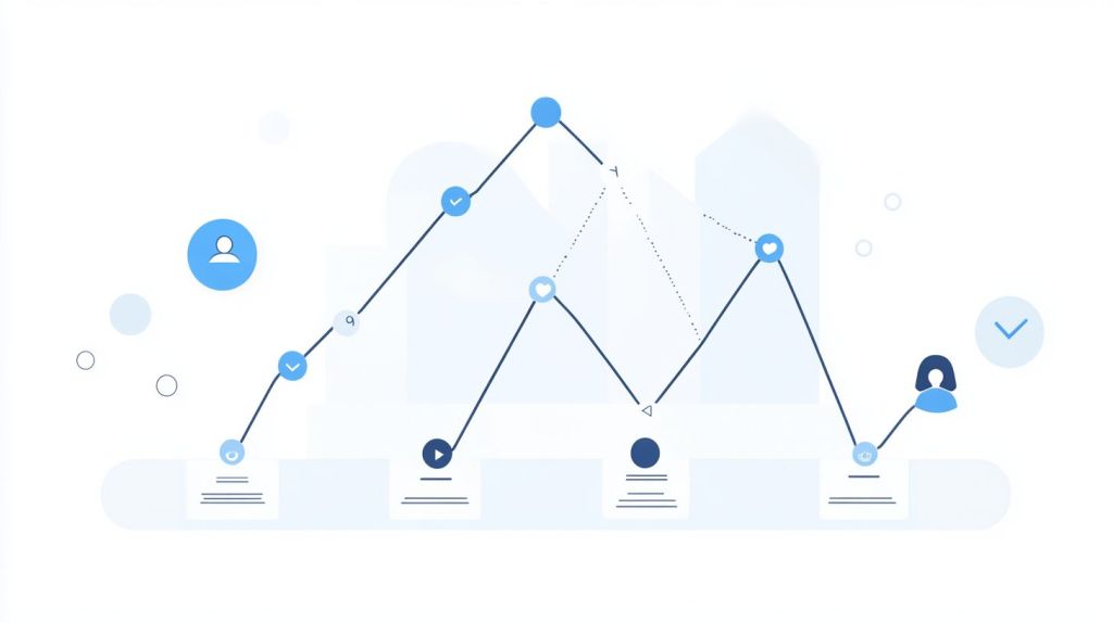 Graph displaying increasing profile views and post engagements.